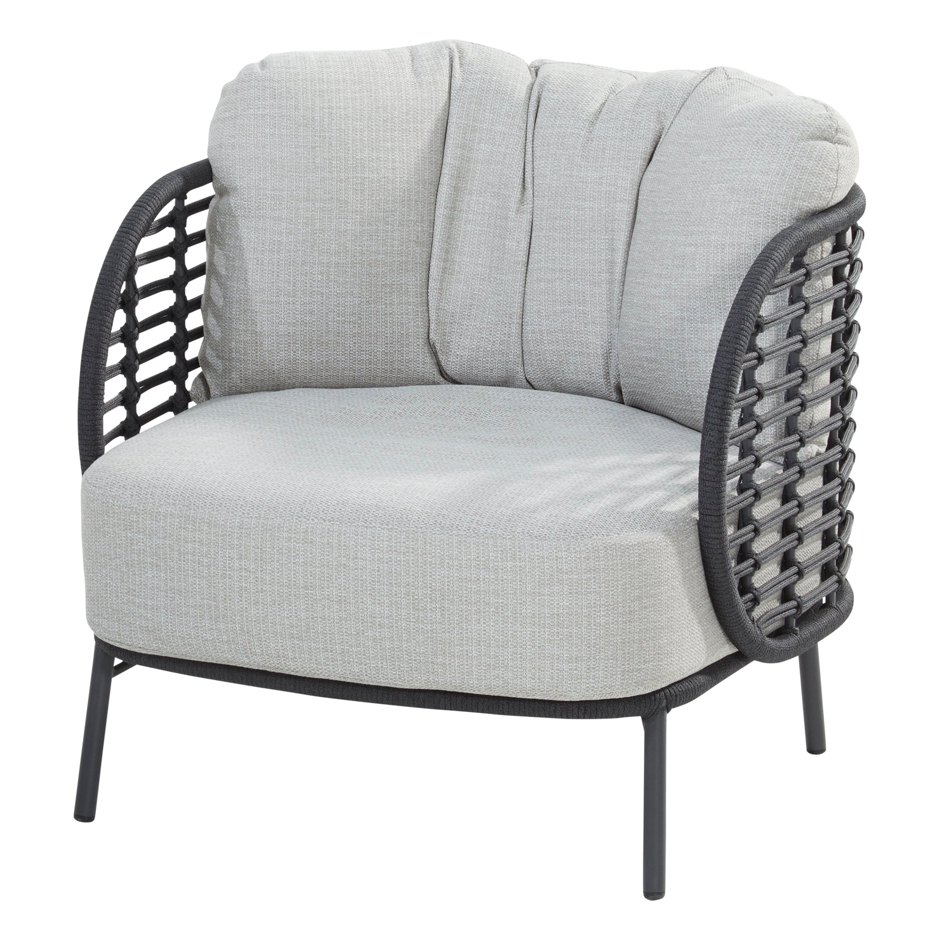Locator Outdoor Sofa Set 2 Seater, 2 Single seater with ottoman and 1 Center Table Set (Dark Grey) Braided & Rope