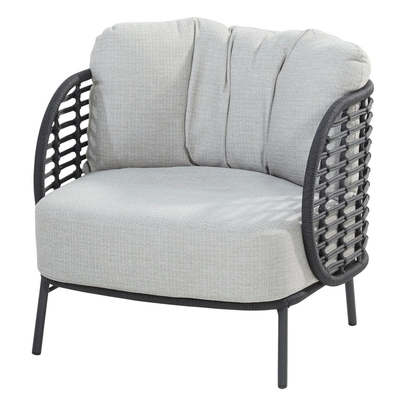 Locator Outdoor Sofa Set 2 Seater, 2 Single seater with ottoman and 1 Center Table Set (Dark Grey) Braided & Rope
