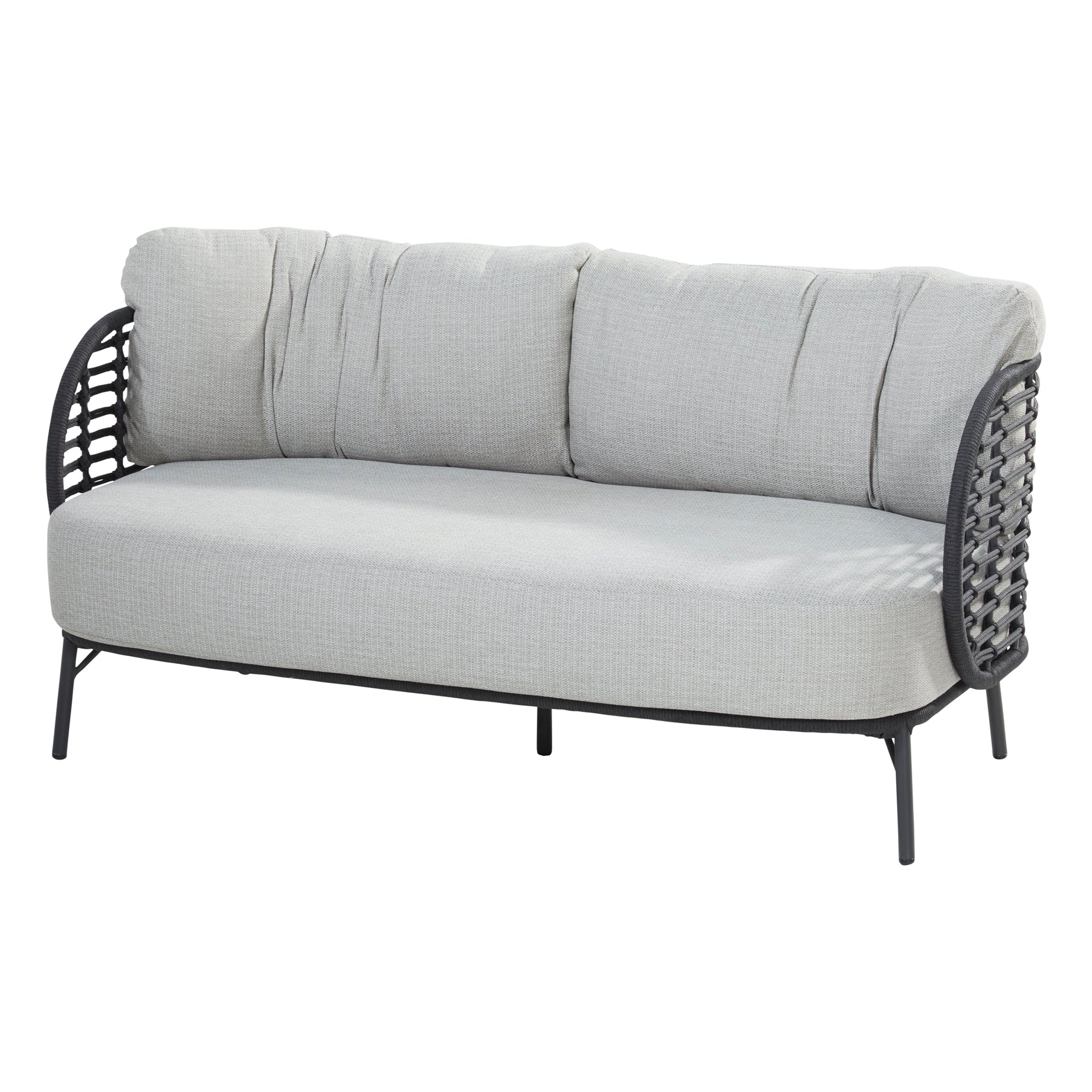 Locator Outdoor Sofa Set 2 Seater, 2 Single seater with ottoman and 1 Center Table Set (Dark Grey) Braided & Rope