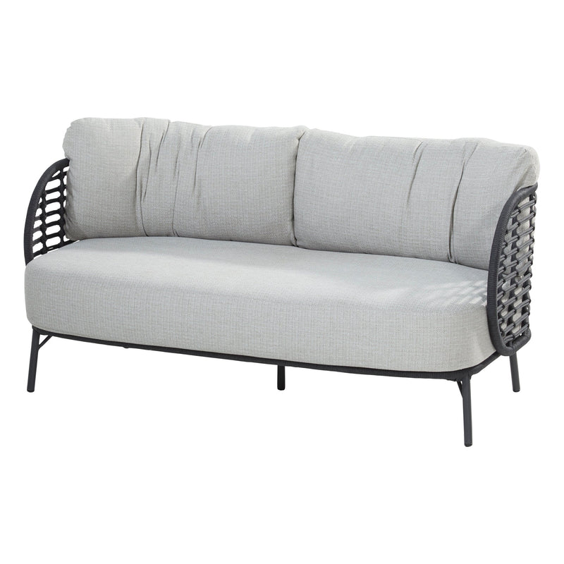 Locator Outdoor Sofa Set 2 Seater, 2 Single seater with ottoman and 1 Center Table Set (Dark Grey) Braided & Rope