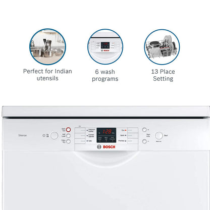 BOSCH Series 6 13 Place Settings Free Standing Dishwasher with Glass Protection Technology (White)