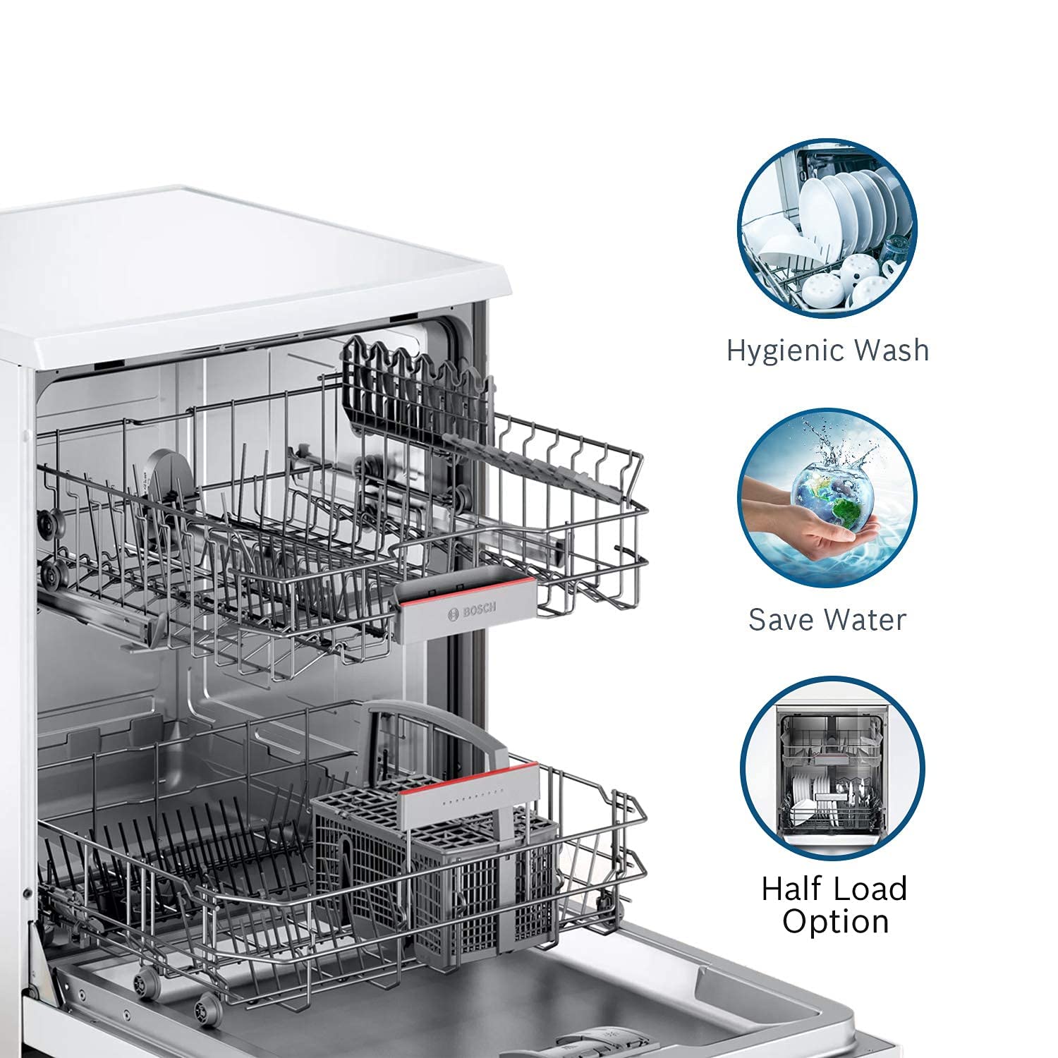 BOSCH Series 6 13 Place Settings Free Standing Dishwasher with Glass Protection Technology (White)