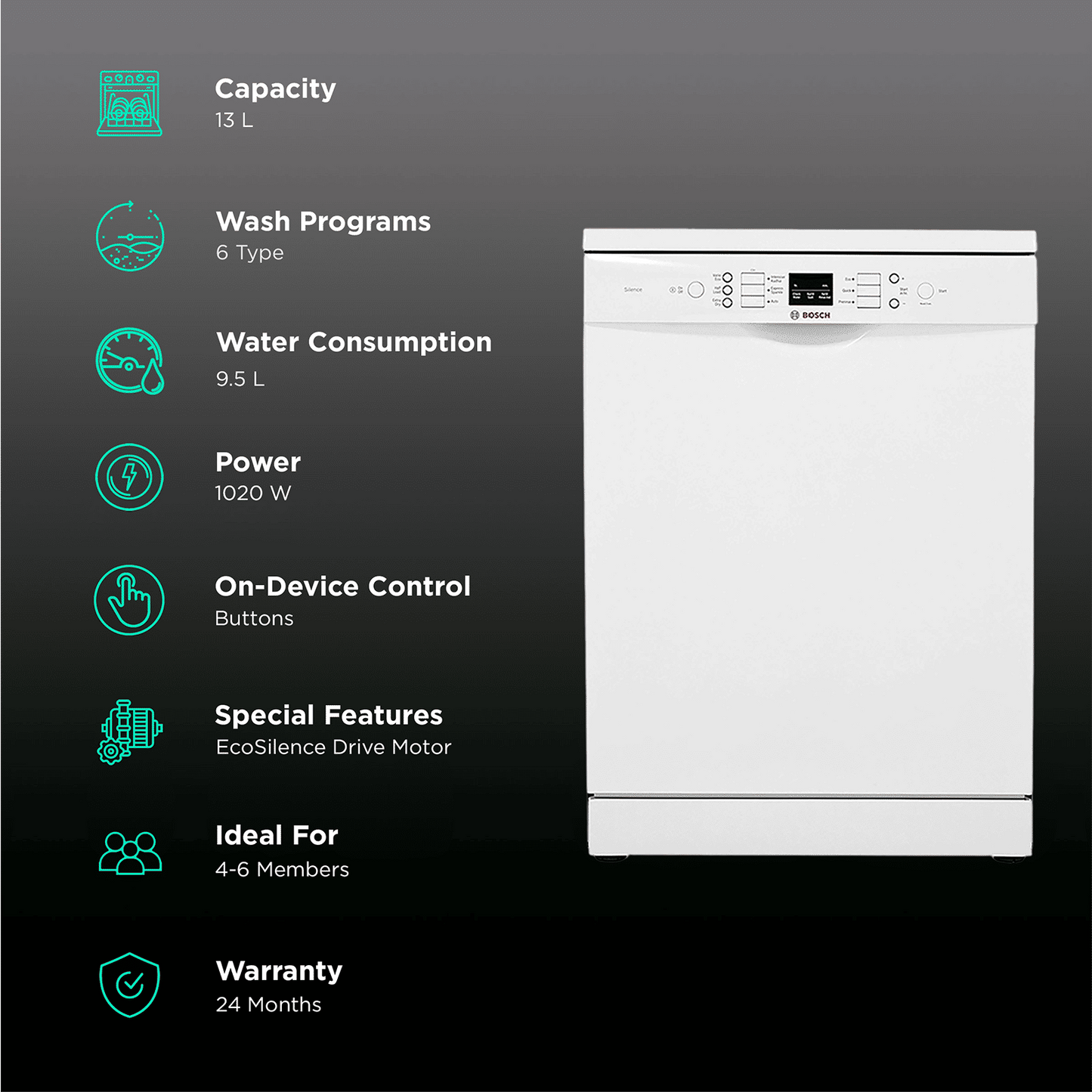 BOSCH Series 6 13 Place Settings Free Standing Dishwasher with Glass Protection Technology (White)
