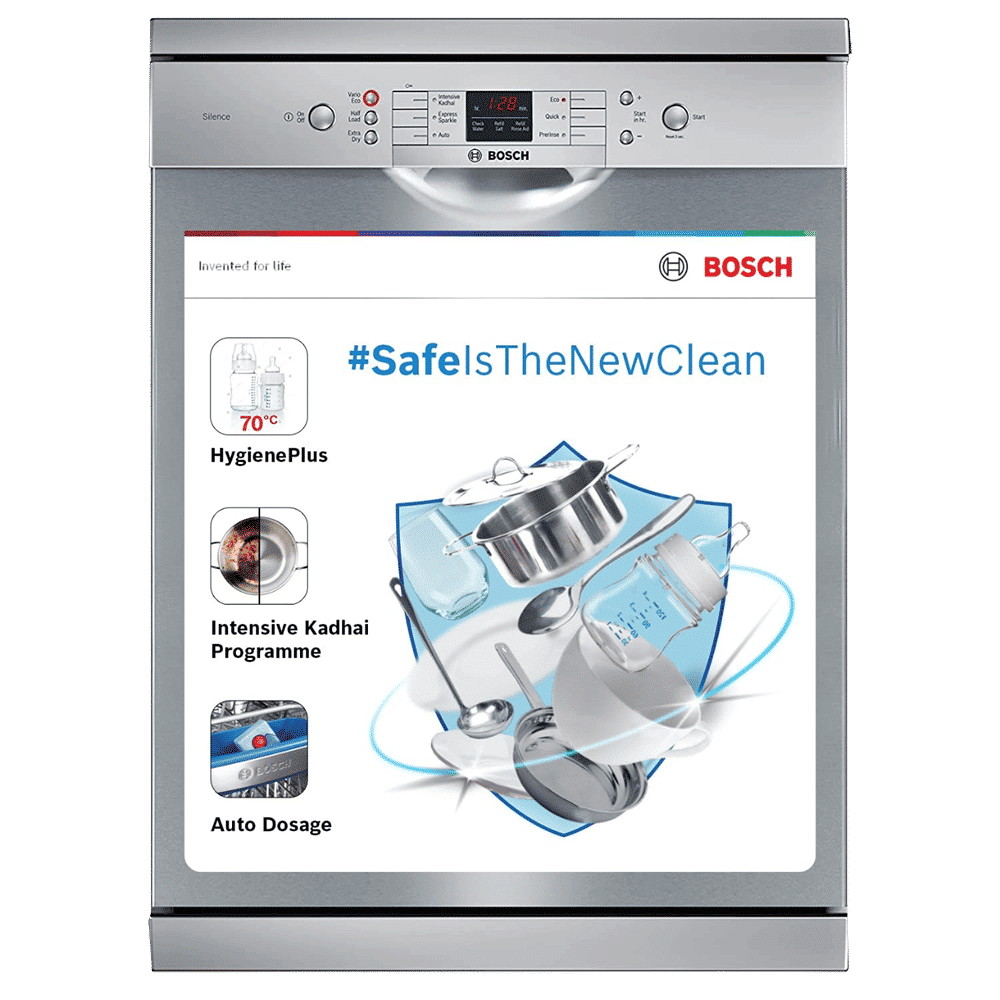 BOSCH Series 6 13 Place Settings Free Standing Dishwasher with Glass Protection Technology (Silver Inox)