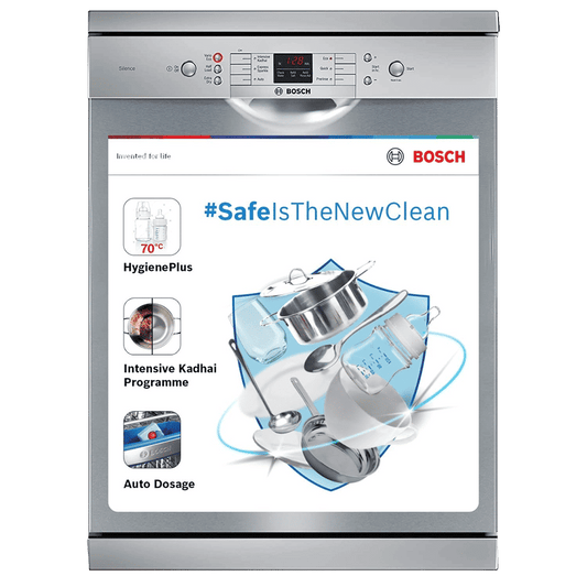 BOSCH Series 6 13 Place Settings Free Standing Dishwasher with Glass Protection Technology (Silver Inox)