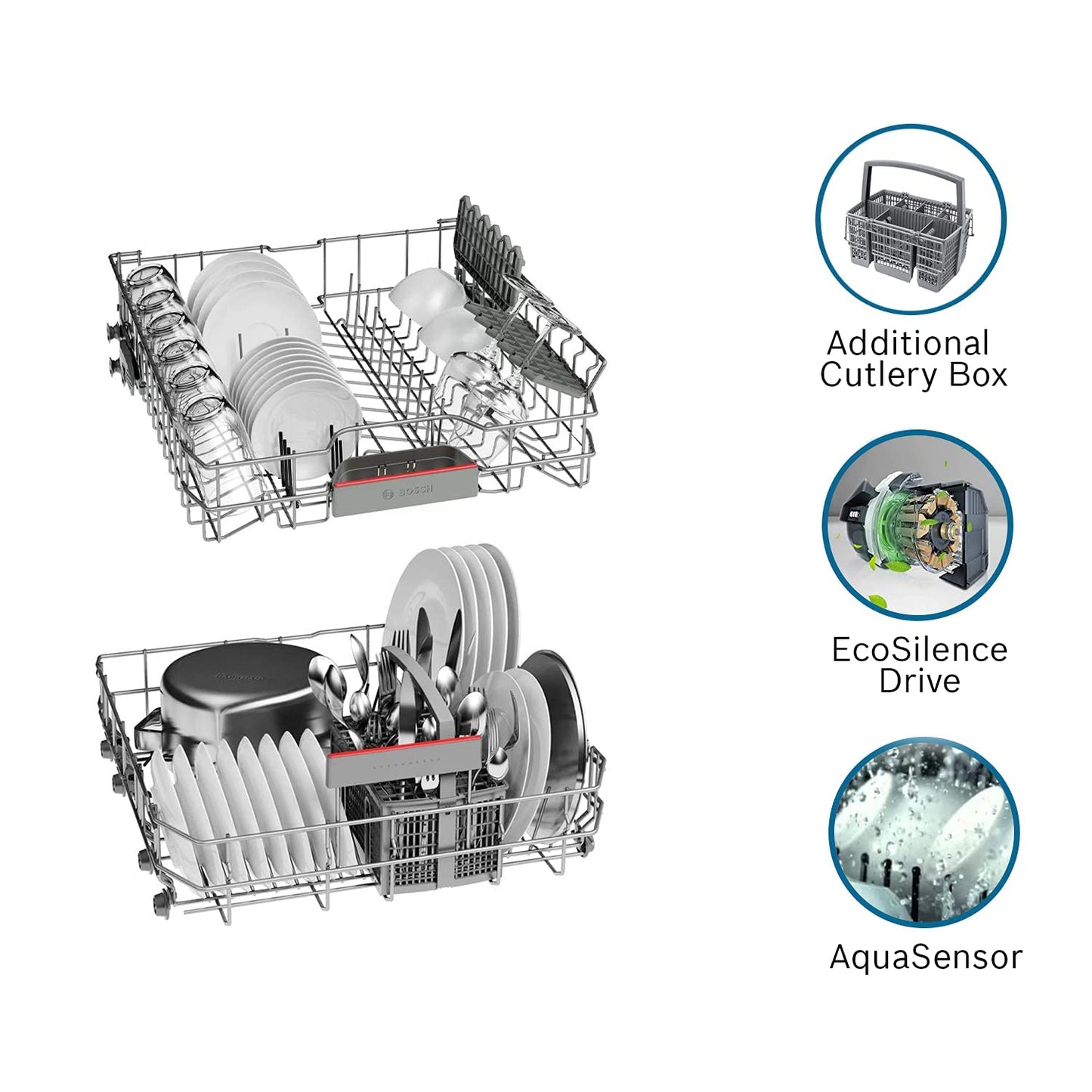 BOSCH Series 6 13 Place Settings Free Standing Dishwasher with Glass Protection Technology (Silver Inox)
