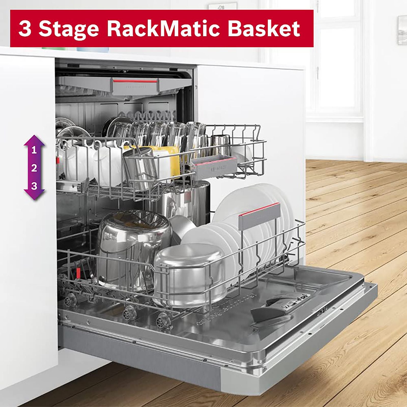 BOSCH Series 6 13 Place Settings Free Standing Dishwasher with Glass Protection Technology (Silver Inox)