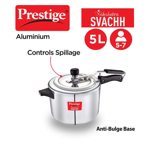 Prestige Nakshatra Svachh Aluminium Spillage Control Pressure Cooker (Silver)