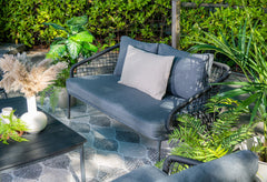 Kelly Outdoor Garden Balcony Sofa Set 2 Seater, 2 Single seater and 1 Table Set (Dark Grey)