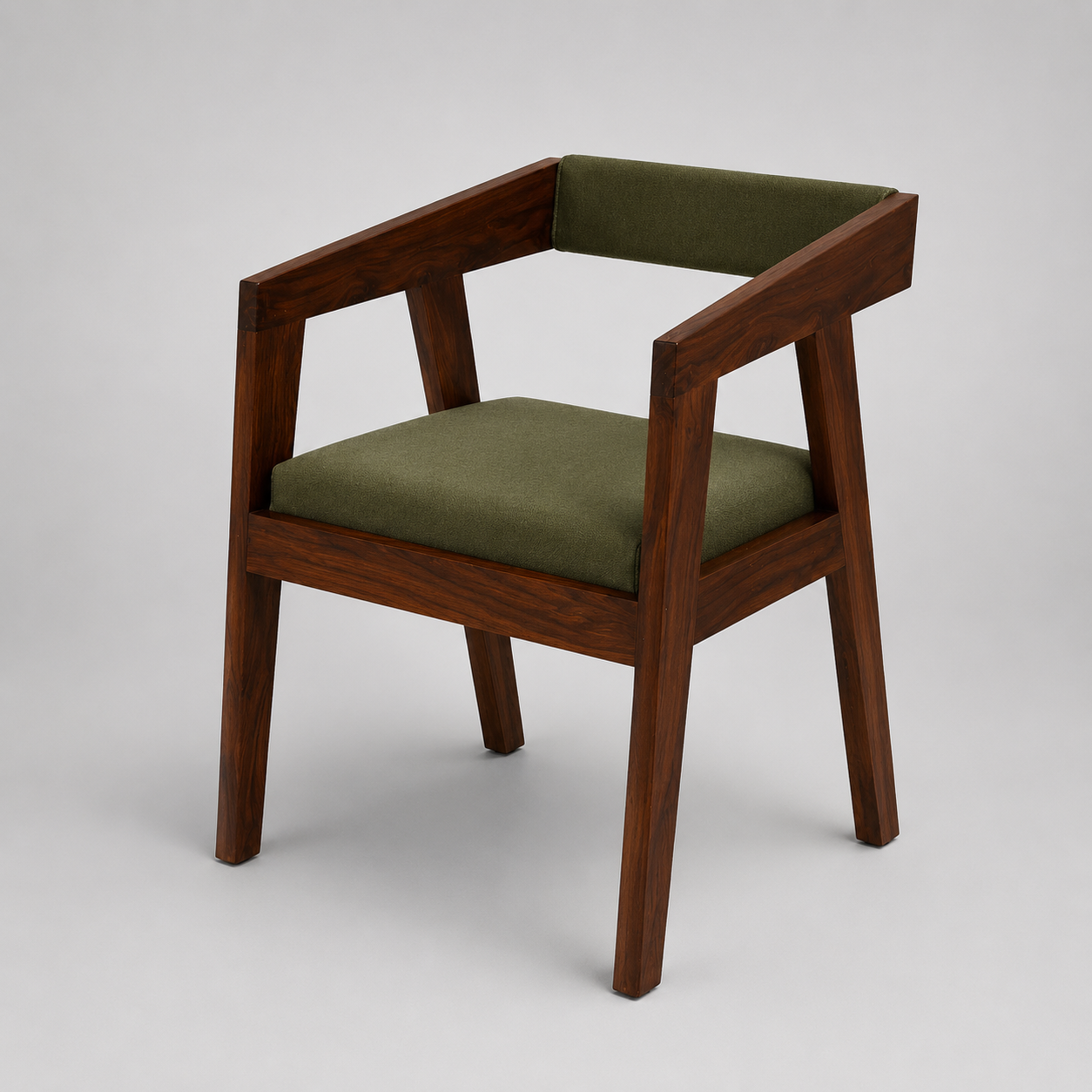 Astera Solid Sheesham Wood Upholstered Arm Chair