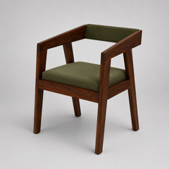 Astera Solid Sheesham Wood Upholstered Arm Chair