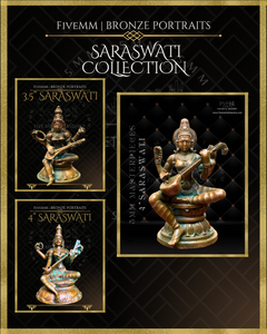Saraswati seated on Hamsa Panchaloha Bronze Icon - 8"