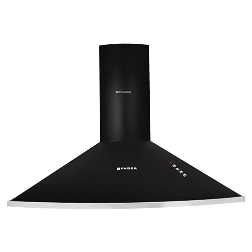 Faber 60 cm 1000 m³/HR Pyramid Kitchen Chimney || 12 year warranty on Motor|| Motor- 240 Watt (HOOD CLASS PRO PB BK LTW 60, Baffle Filters,Black)