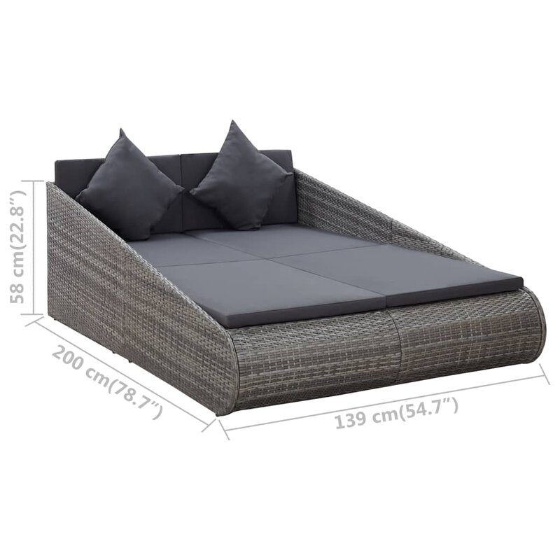 Sylvana Outdoor Poolside Sunbed With Cushion Daybed (Grey)