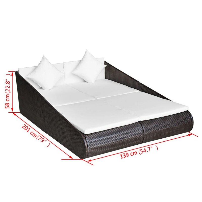 Manna Outdoor Poolside Sunbed With Cushion Daybed (Black/Brown)