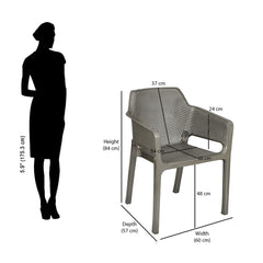 Nilkamal Captain Plastic Arm Chair With Leatherette Cushion (Metallic Dark)