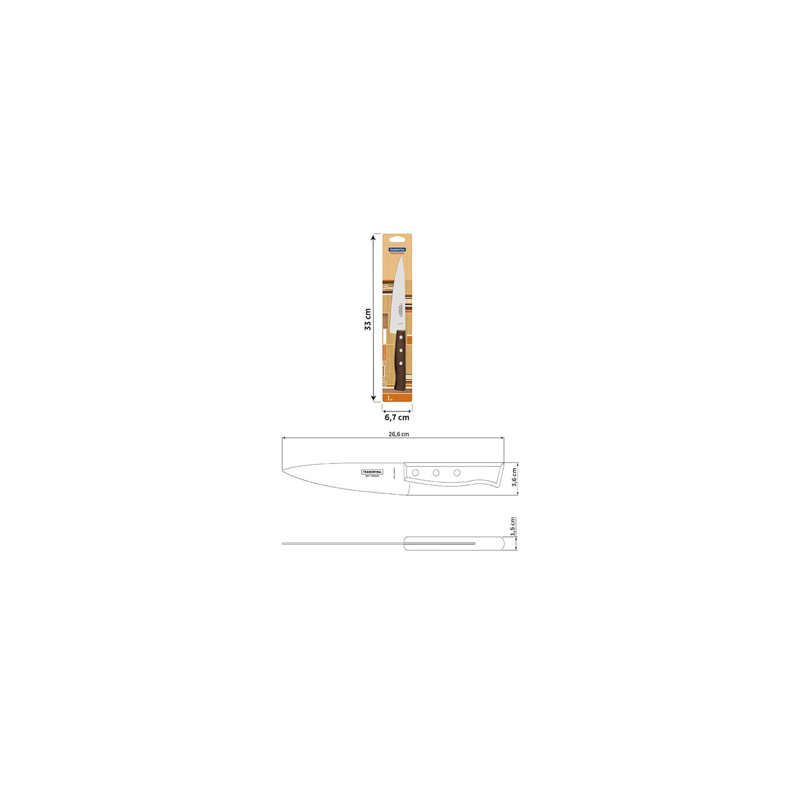 Tradicional Chef Knife 15 cm/ 6in - Wood