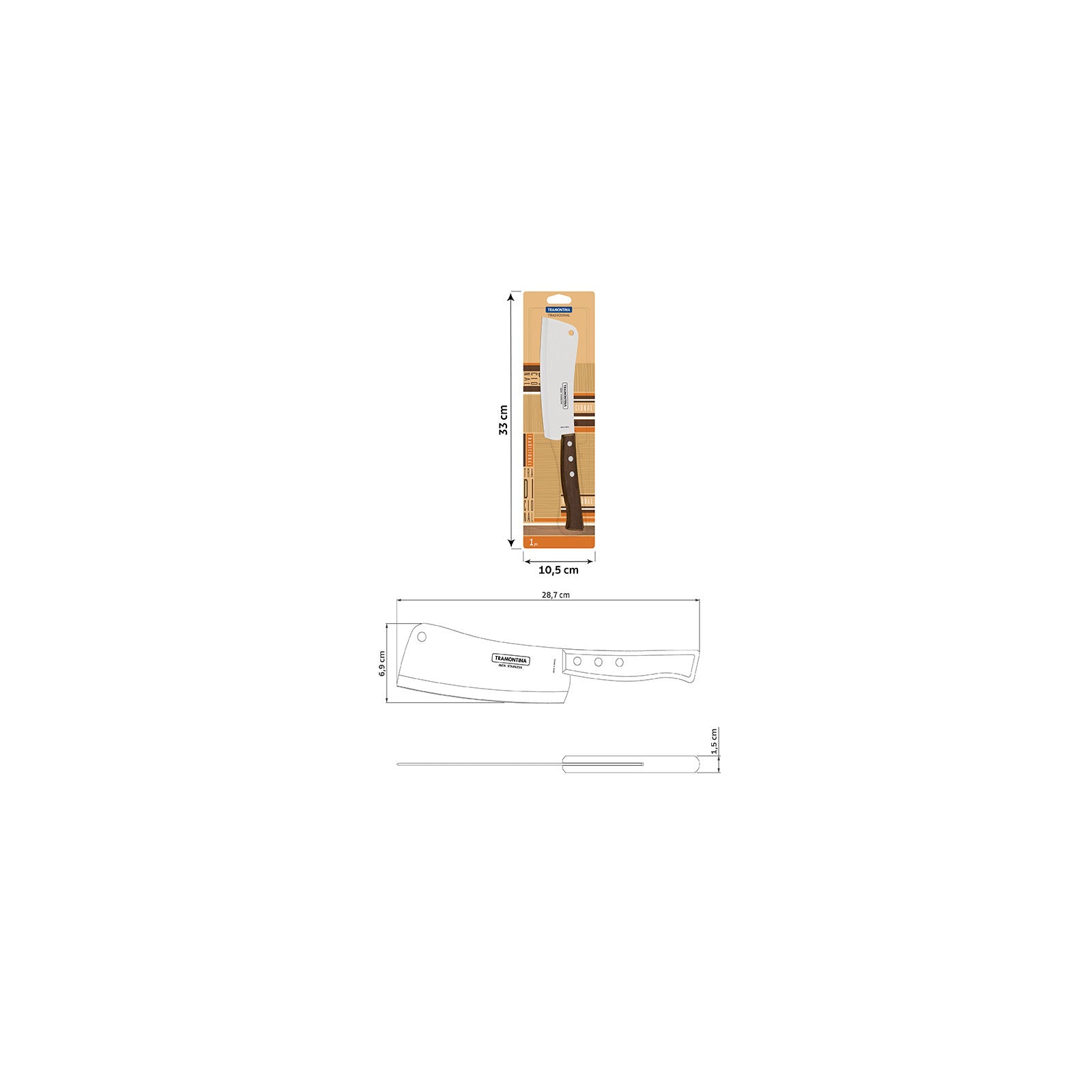 Tradicional Cleaver Knife 15 cm/ 6in - Wood