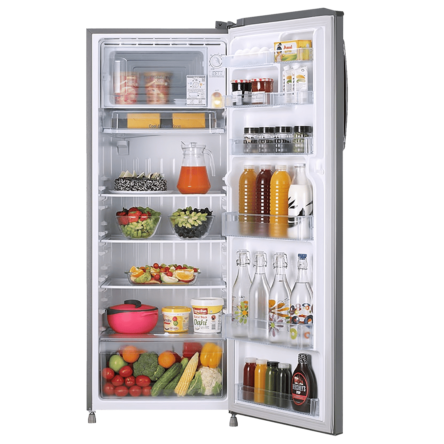 LG 261 Litres 3 Star Direct Cool Single Door Refrigerator with Stabilizer Free Operation (GL-B281BPZX.DPZZEB, Shiny Steel)