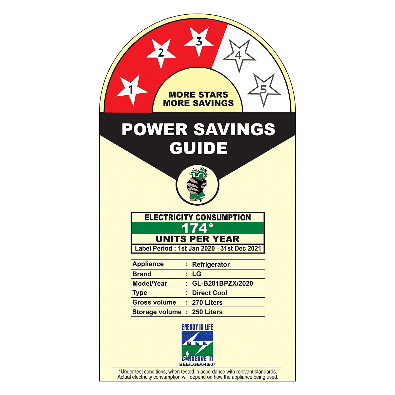 LG 261 Litres 3 Star Direct Cool Single Door Refrigerator with Stabilizer Free Operation (GL-B281BPZX.DPZZEB, Shiny Steel)