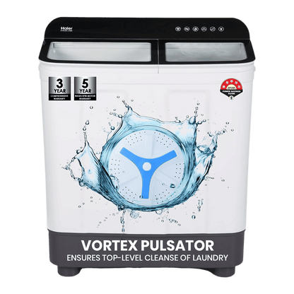 Haier 10 kg 5 Star Semi Automatic Washing Machine with 4D Magic Filter (HTW100-178BK, Black)