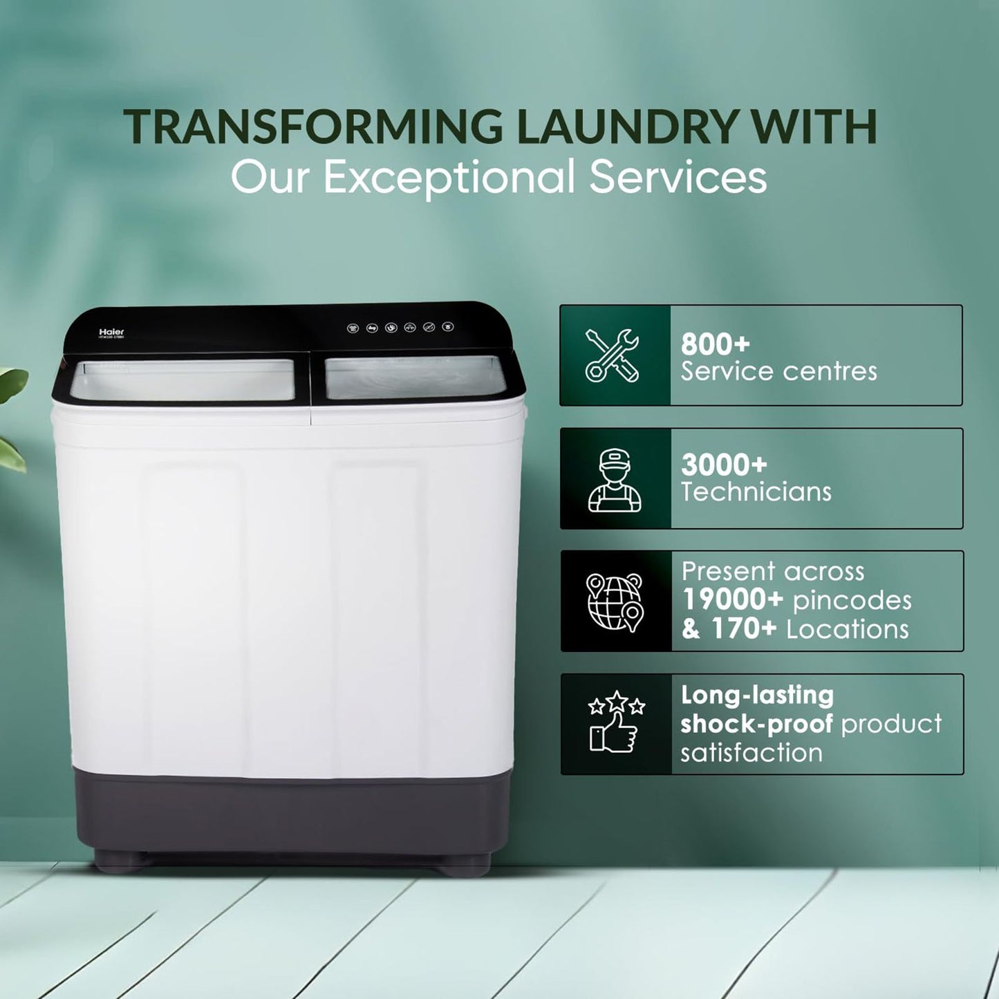 Haier 10 kg 5 Star Semi Automatic Washing Machine with 4D Magic Filter (HTW100-178BK, Black)