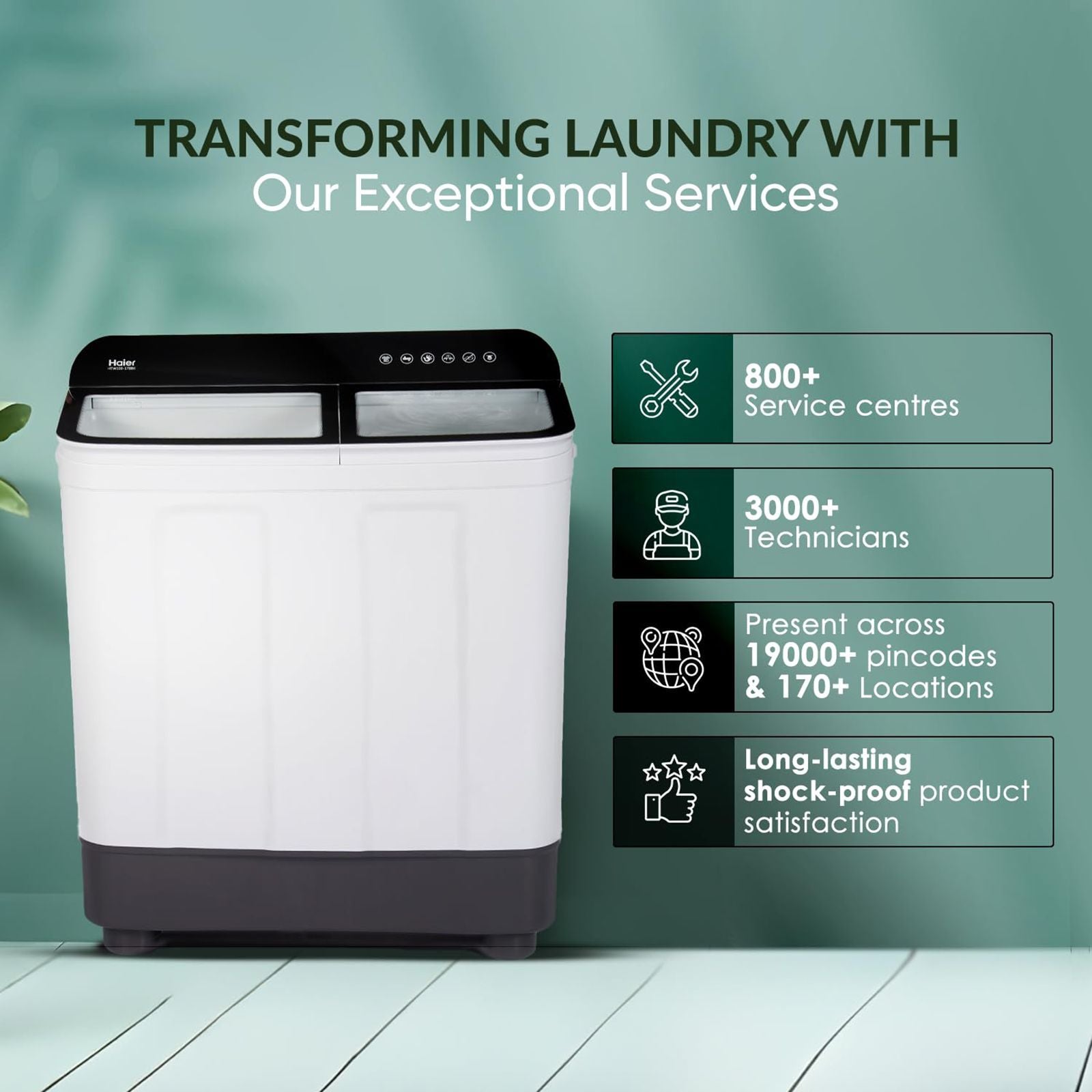 Haier 10 kg 5 Star Semi Automatic Washing Machine with 4D Magic Filter (HTW100-178BK, Black)