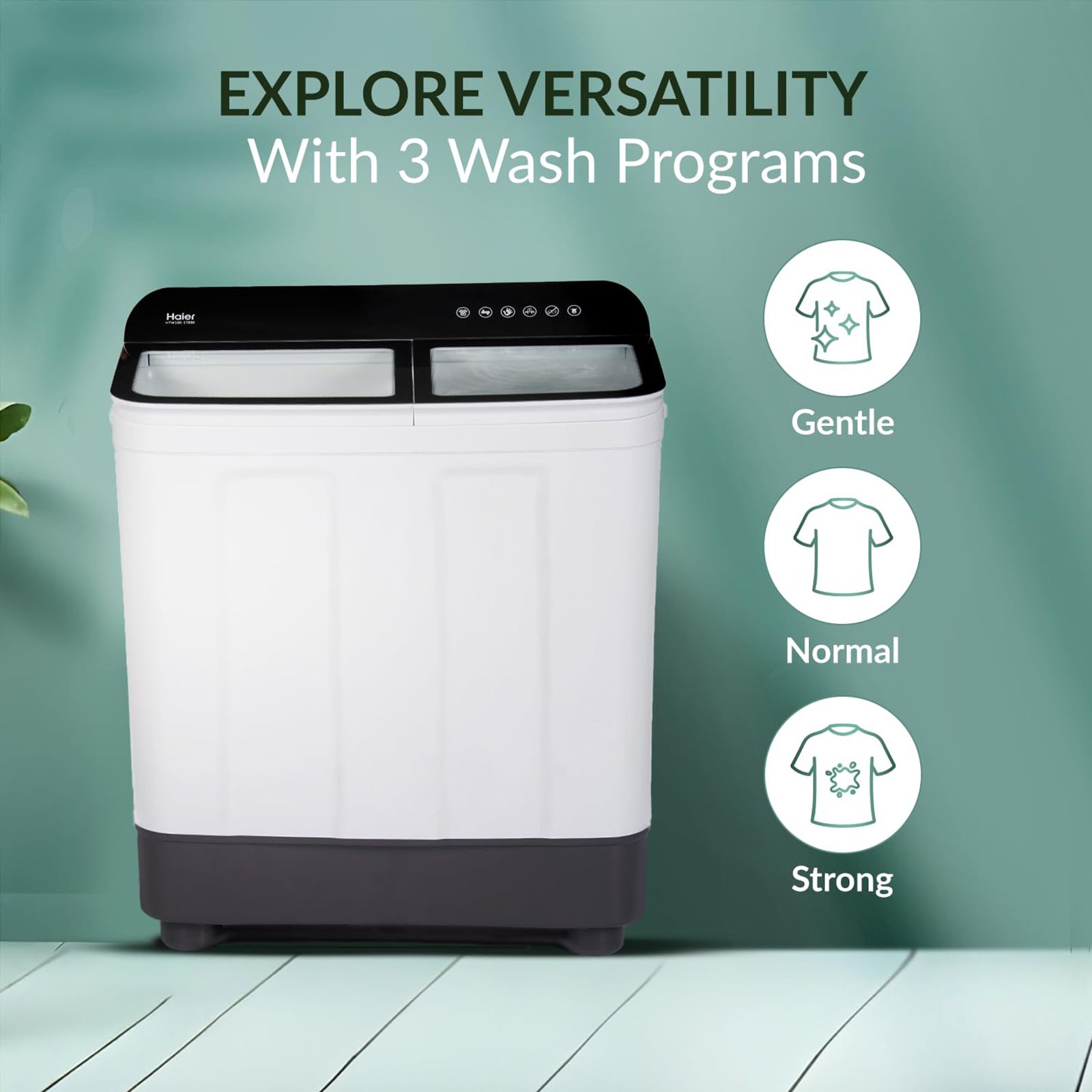 Haier 10 kg 5 Star Semi Automatic Washing Machine with 4D Magic Filter (HTW100-178BK, Black)