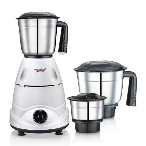 Prestige 500 Watts Primo Mixer Grinder with 3 Stainless Steel Jars| Ergonomic Design| Sturdy Handles| Black & White