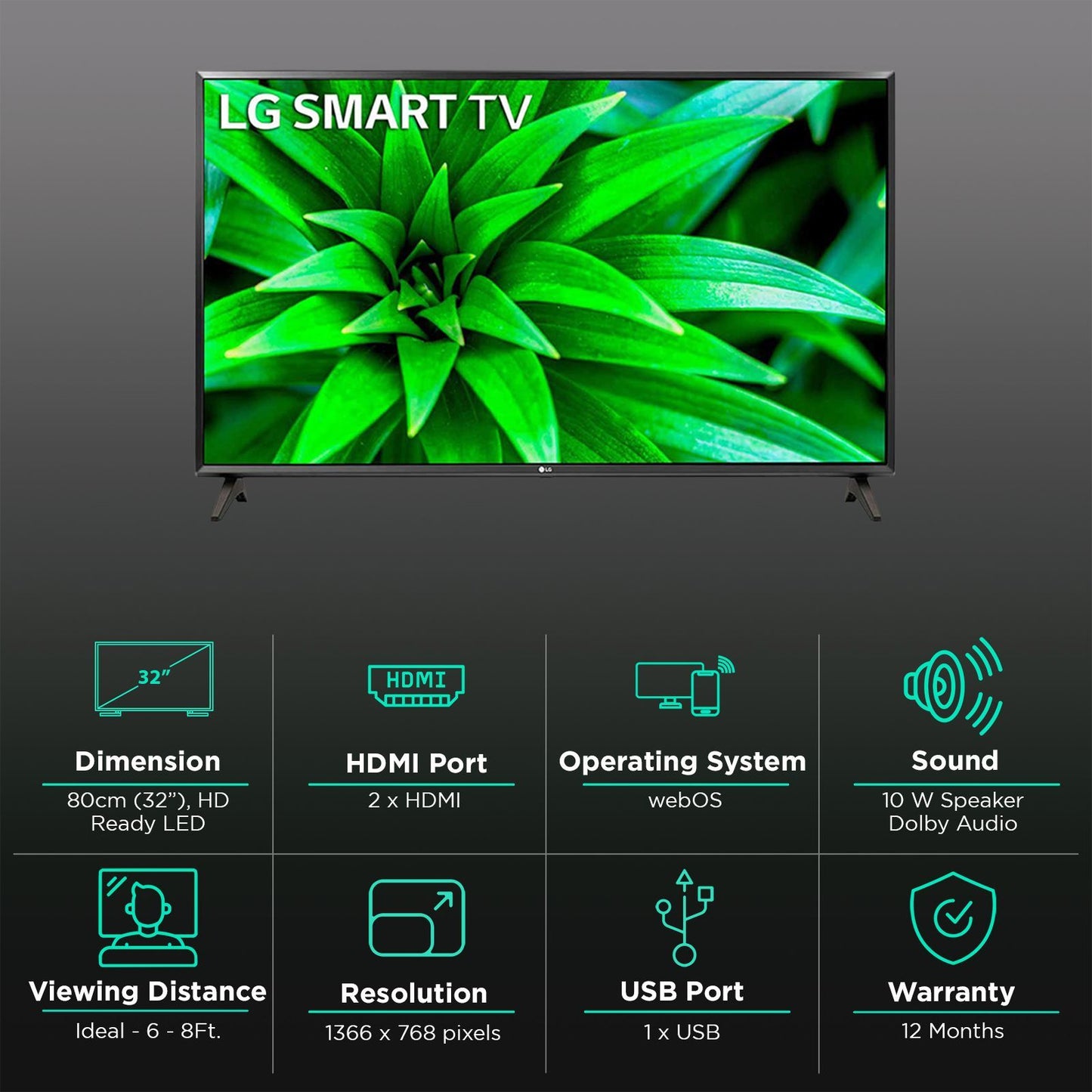 LG LM56 80cm (32 Inch) HD Ready LED Smart WebOS TV with DTS Virtual:X