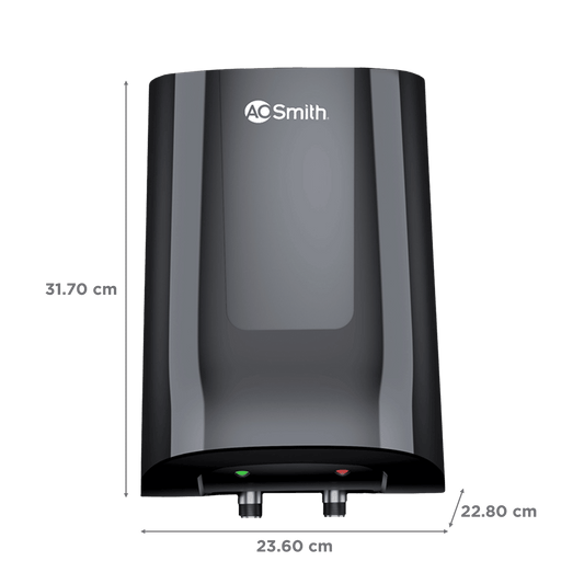 AO Smith MiniBot 3 Litres 5 Star Vertical Instant Water Geyser with Glass Coated (Black)