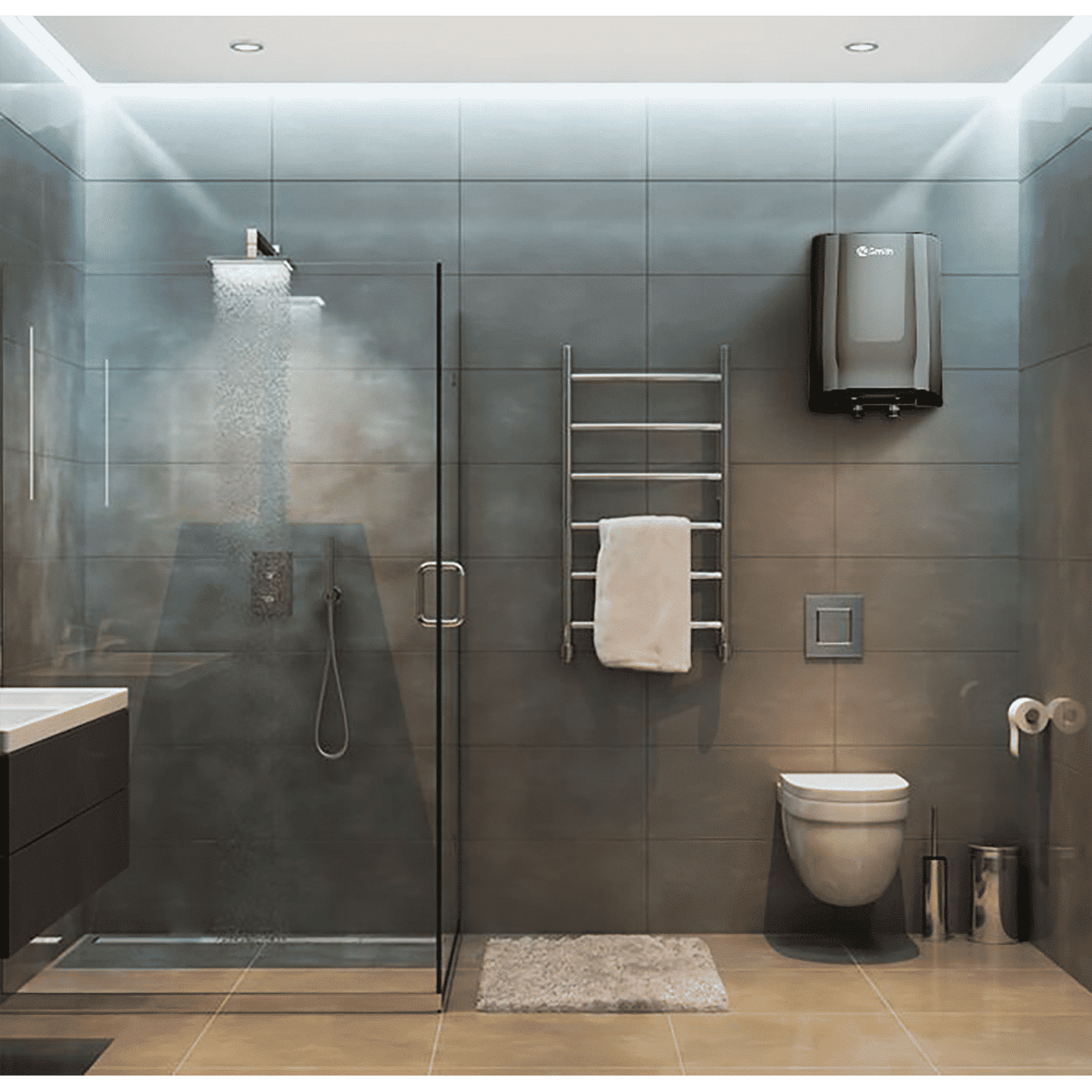 AO Smith MiniBot 3 Litres 5 Star Vertical Instant Water Geyser with Glass Coated (Black)