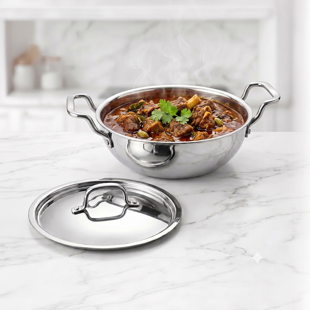 TriPly Stainless Steel Kadai with Lid