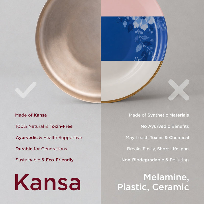 11.5" Kansa Dinner Set • Matte Finish • Thali Size - 11.5" • 100% Lead-Free (कांसे का डिनर सेट)
