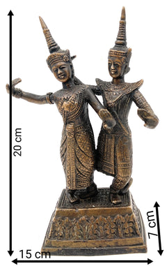 Bhunes Brass Antique Decorative And Gifting Ancient Dancing Raja Rani Sculptures,Gold, 8 Inch, 1 Piece