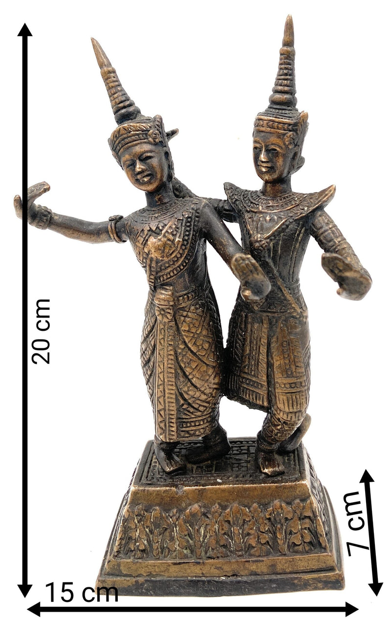 Bhunes Brass Antique Decorative And Gifting Ancient Dancing Raja Rani Sculptures,Gold, 8 Inch, 1 Piece