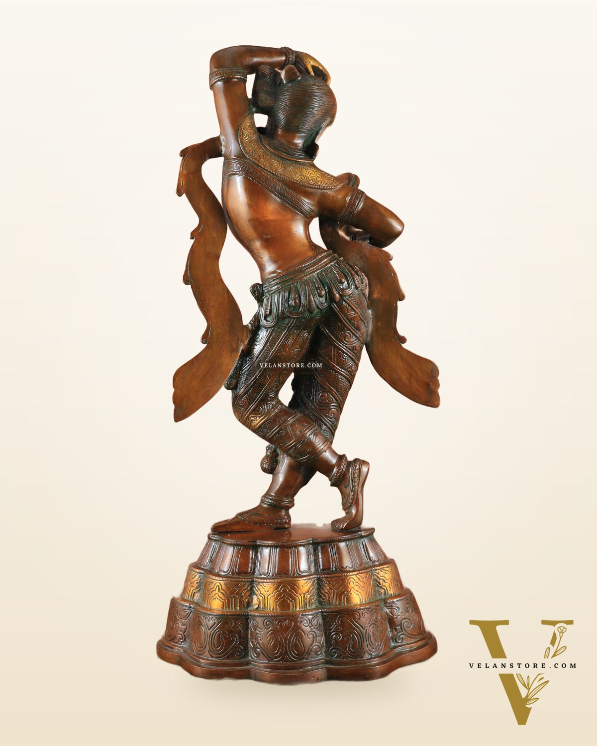 23" Apsara Statue Applying Vermillion (Sindoor) | Handmade Brass Murti