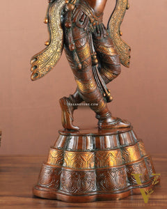 23" Apsara Statue Applying Vermillion (Sindoor) | Handmade Brass Murti