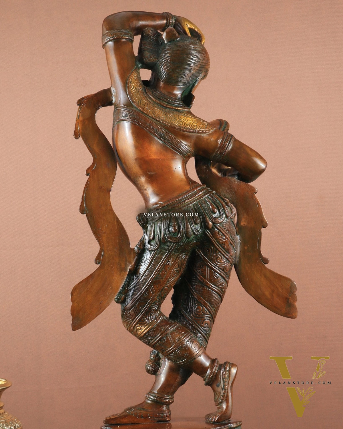 23" Apsara Statue Applying Vermillion (Sindoor) | Handmade Brass Murti