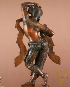 23" Apsara Statue Applying Vermillion (Sindoor) | Handmade Brass Murti