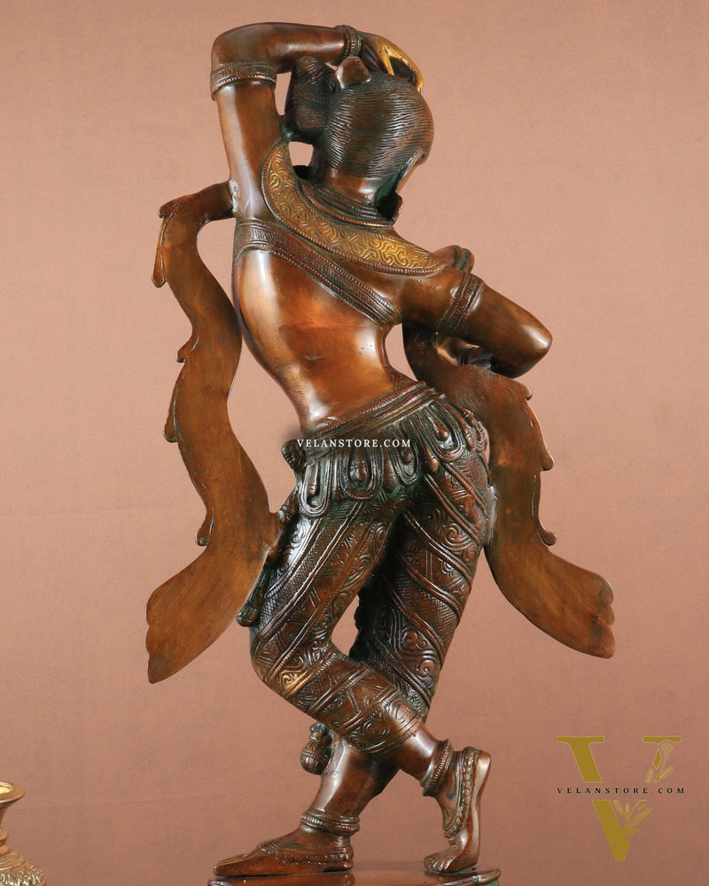23" Apsara Statue Applying Vermillion (Sindoor) | Handmade Brass Murti