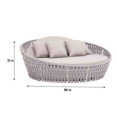 Cuba Outdoor Poolside Sunbed With Cushion Daybed ( Light Grey) Braided & Rope