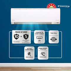 Daikin Premium Series 1.5 Ton 5 Star Inverter Split AC | 100% Copper | PM 2.5 Filter | Coanda Airflow | Dew Clean Technology | Power Chill Operation (ATKM50U, White)