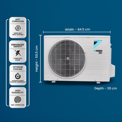 Daikin Premium Series 1.5 Ton 5 Star Inverter Split AC | 100% Copper | PM 2.5 Filter | Coanda Airflow | Dew Clean Technology | Power Chill Operation (ATKM50U, White)