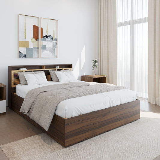 Nilkamal Czar 2 Queen Bed Box Storage (Beech / Walnut)