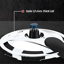Ultra Triply Krono Pressure Cooker 5.5 Litre | Whistle Counter | Spillage Control | AISI 304 Food Grade Stainless Steel Cooker | 5 Years Warranty | 1.2 MM Lid Thickness | Induction Compatible