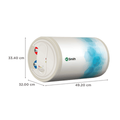 AO Smith 15 Litres 3 Star Horizontal Storage Water Geyser with Glass Coated Incoloy Heating Element (White)