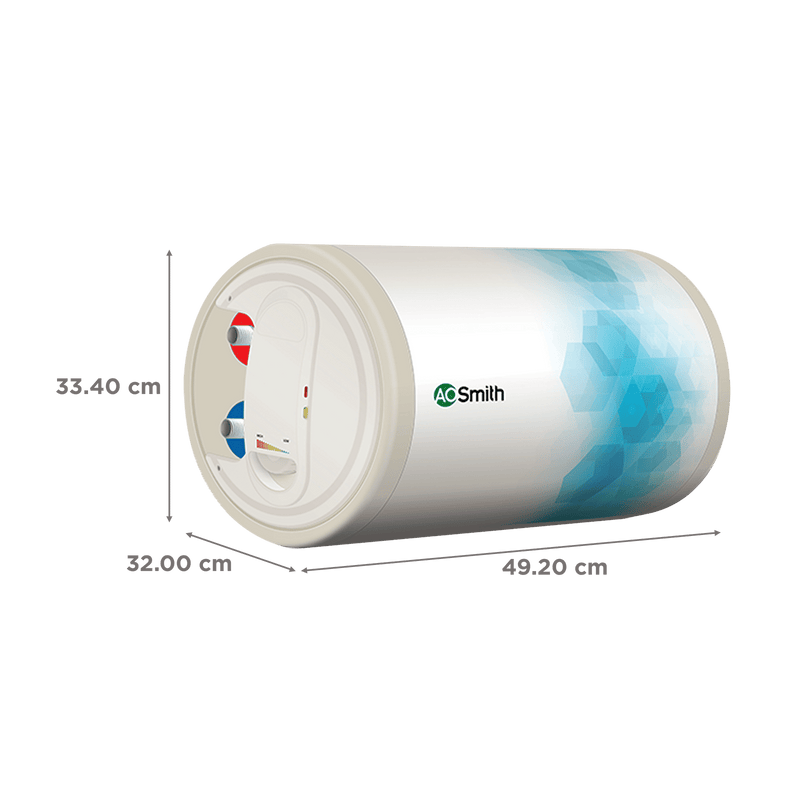AO Smith 15 Litres 3 Star Horizontal Storage Water Geyser with Glass Coated Incoloy Heating Element (White)