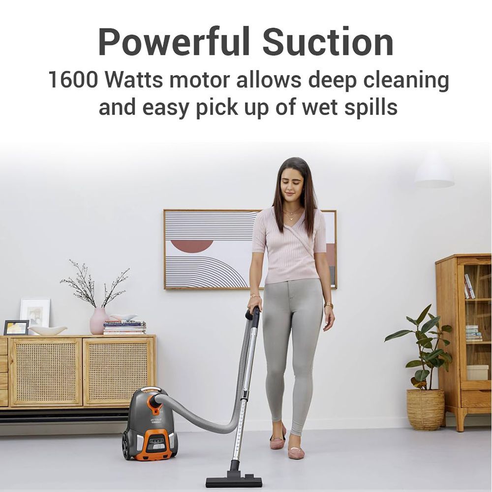 EUREKA FORBES Stellar 1600W Dry Vacuum Cleaner with Suction & Blower Function (LED Vario Power, Orange & Black)