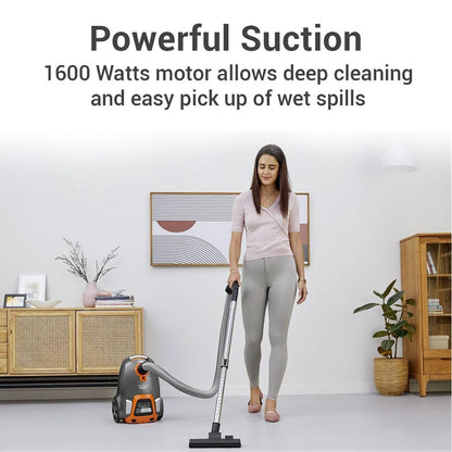 EUREKA FORBES Stellar 1600W Dry Vacuum Cleaner with Suction & Blower Function (LED Vario Power, Orange & Black)